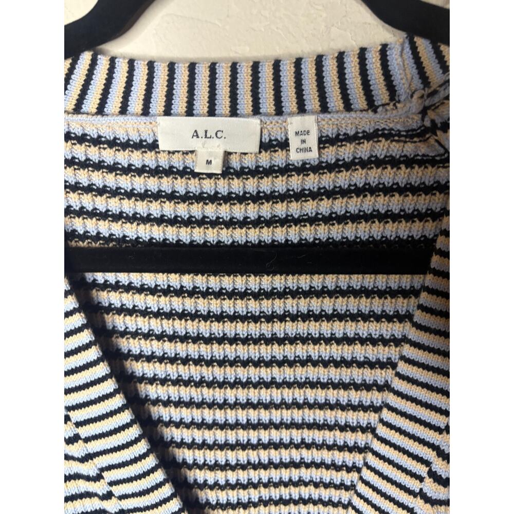 A.L.C Caspian striped Button Front cotton-blend cardigan sweater M 6-12 MSRP$398 - Picture 4 of 5